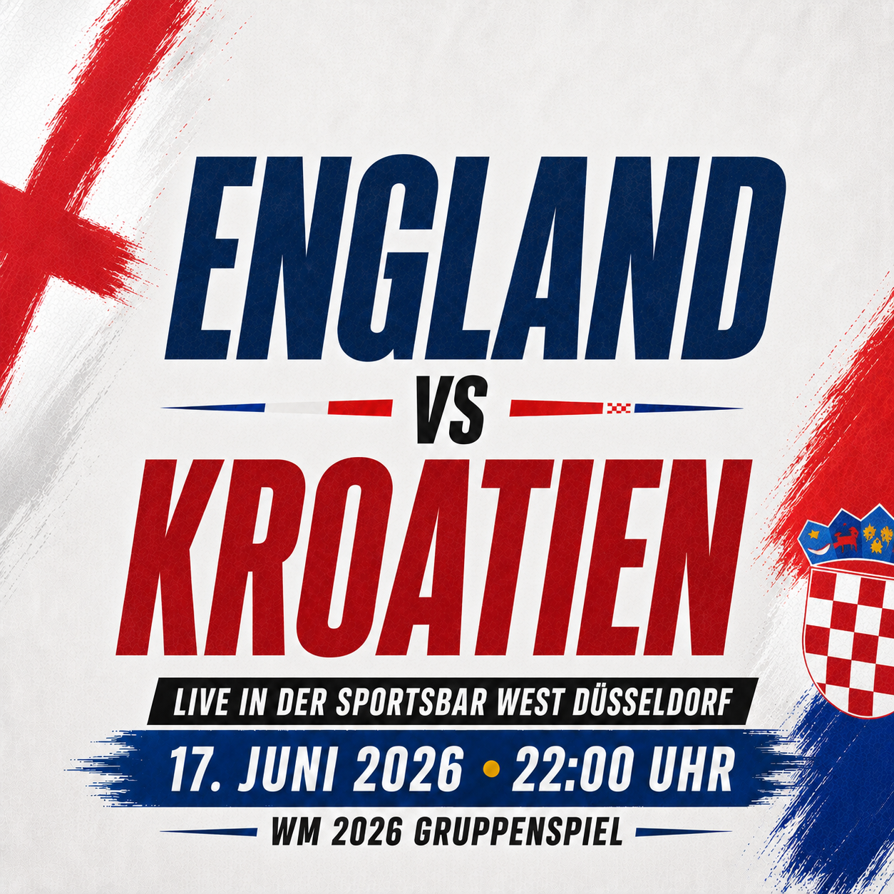 England - Kroatien in der Sportsbar West Düsseldorf schauen