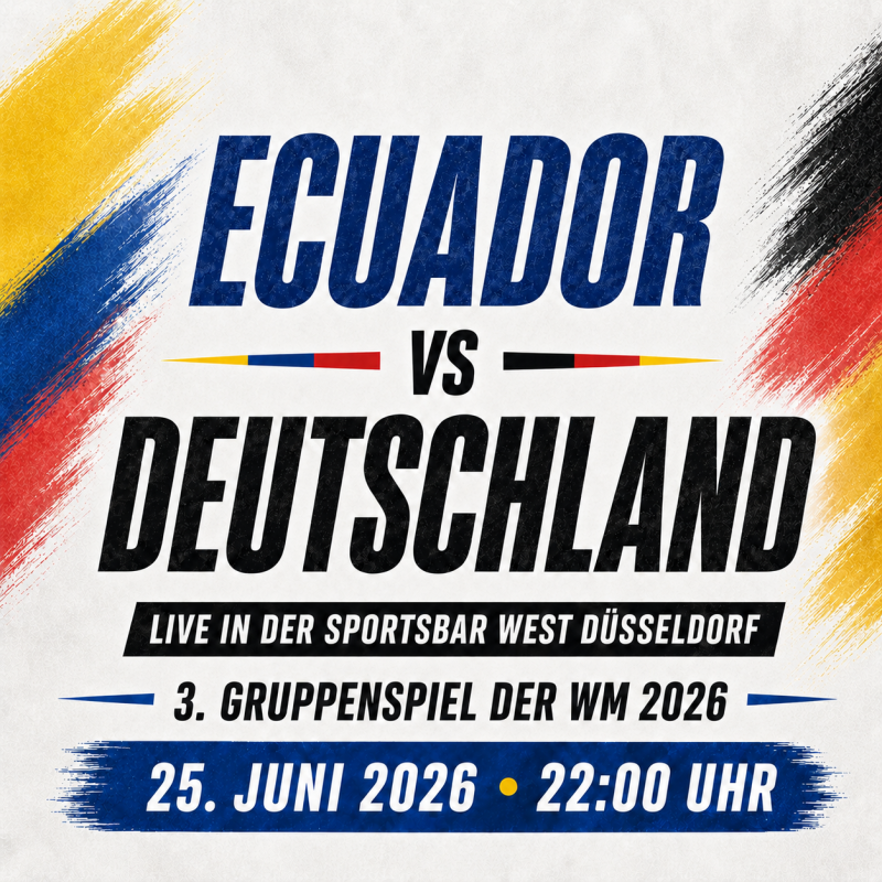 Watch public viewing Ecuador vs Germany live at Sportsbar West Düsseldorf