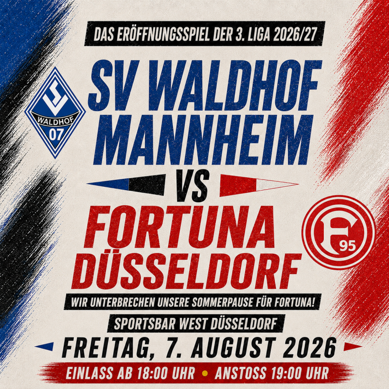 SV Waldhof Mannheim gegen Fortuna Düsseldorf live in Düsseldorf – Eröffnungsspiel der 3. Liga in der Sportsbar West