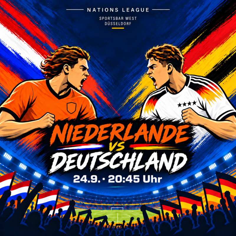 Niederlande gegen Deutschland live in Düsseldorf – Nations League Public Viewing in der Sportsbar West