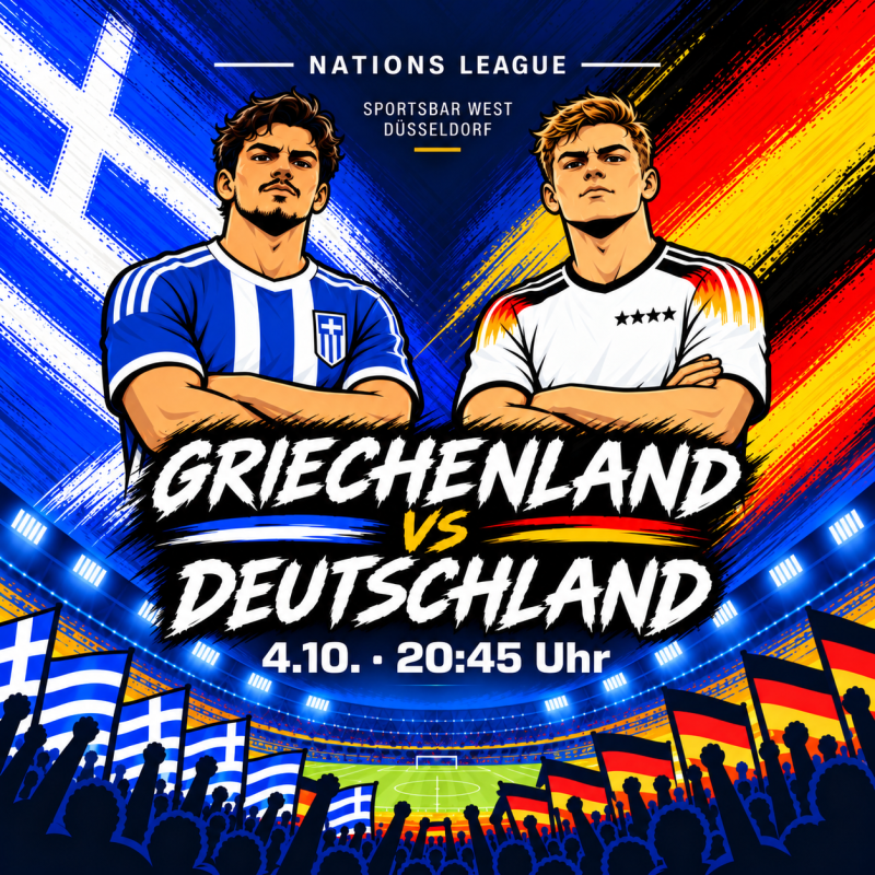 Griechenland gegen Deutschland live in Düsseldorf – Nations League Public Viewing in der Sportsbar West