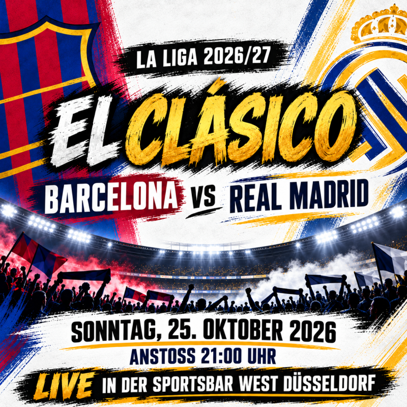 El Clásico live in Düsseldorf – Barcelona gegen Real Madrid in der Sportsbar West